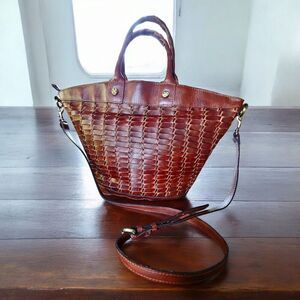 Vintage Genuine Woven Leather Shoulder Bag Purse